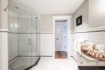 Glass enclosed shower in Second Floor bath